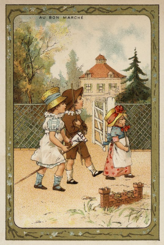 Børn leger soldater (chromolitho) af French School