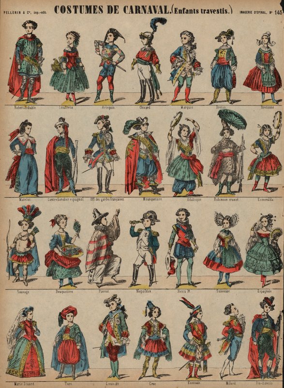 Karnevalskostumer til børn (farvet indgravering) af French School