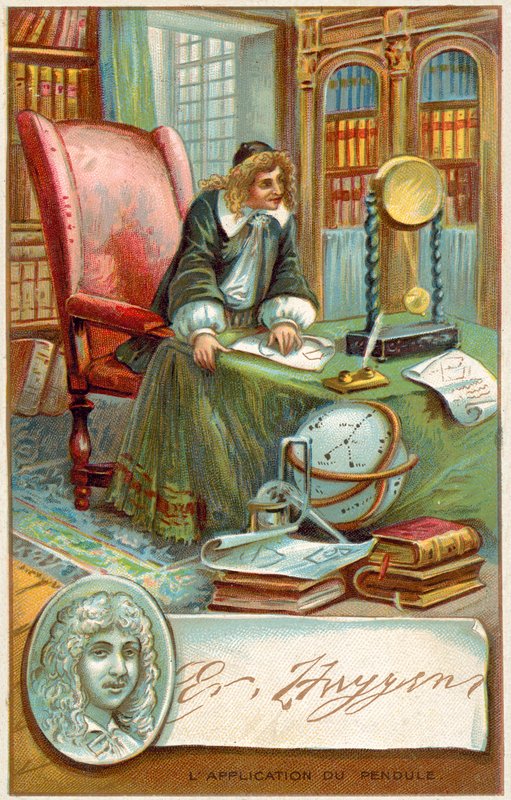 Christiaan Huygens, hollandsk matematiker og videnskabsmand (chromolitho) af French School