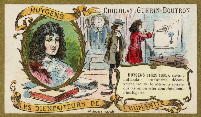 Christiaan Huygens, hollandsk fysiker, matematiker og astronom og urolog (chromolitho) af French School