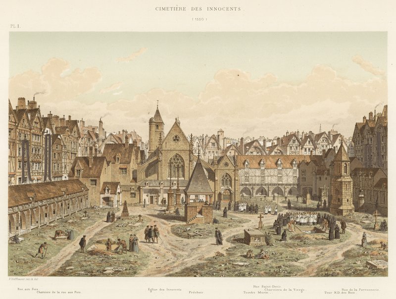 De uskyldiges kirkegård, 1550 af French School