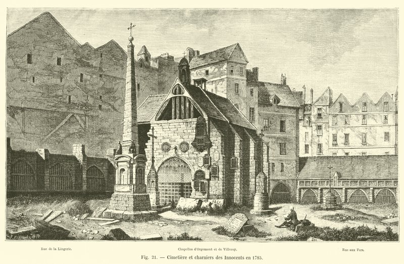 Kirkegård og massegrave for de uskyldige i 1785 af French School