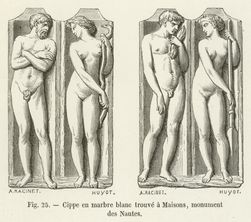 Hvid marmor cippus fundet ved Maisons, monument des Nautes af French School