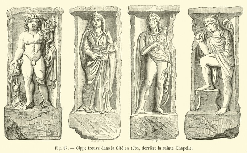 Cippus fundet i byen i 1784, bag Sainte Chapelle af French School