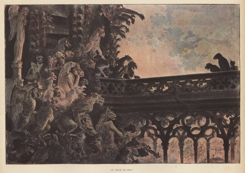 City on Fire (farve litho) af French School