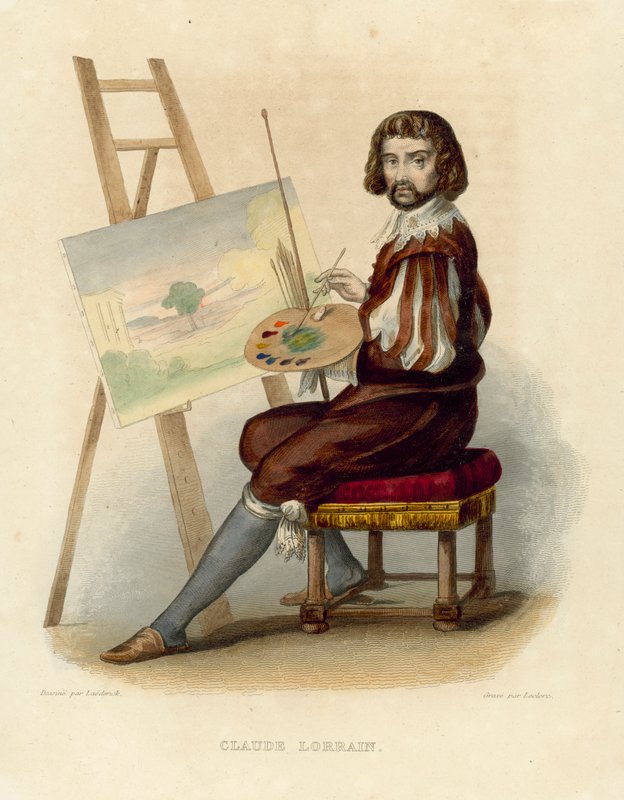 Claude Lorrain (farvet gravering) af French School