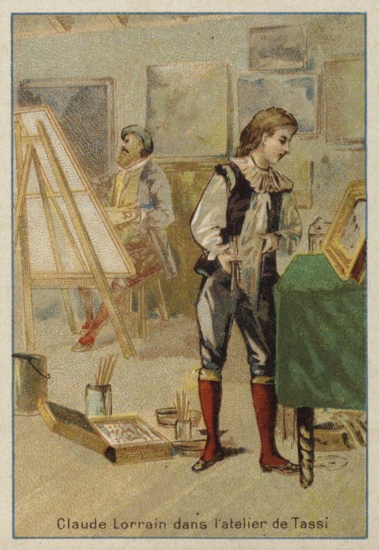Claude Lorrain, fransk maler, i atelieret hos Agostino Tassi, Rom af French School