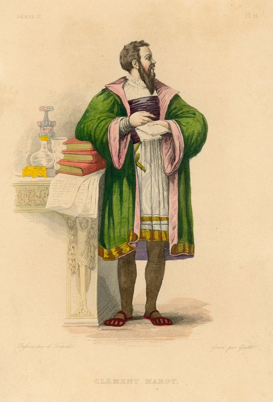 Clement Marot (farvet gravering) af French School
