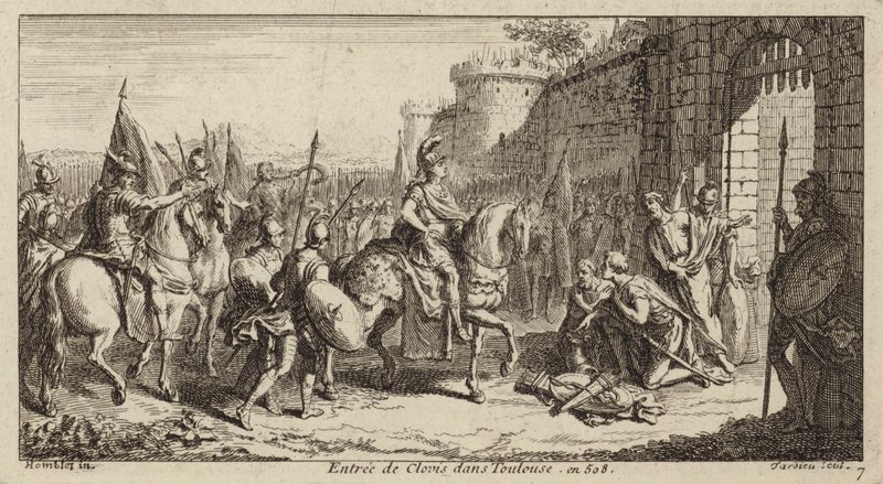 Clovis I, frankernes konge, indtog Toulouse efter at have besejret vestgoterne, 508 af French School