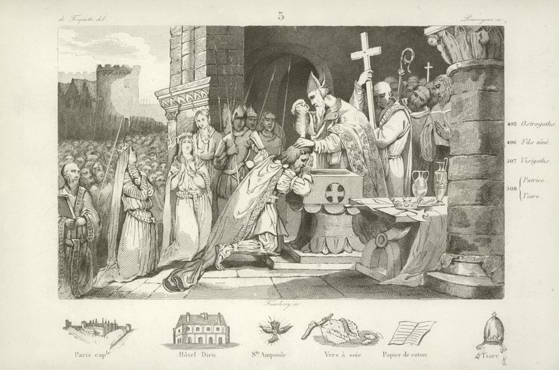Clovis I, Merovingian King of the Franks  af French School