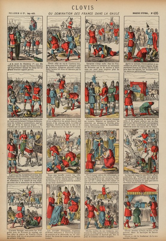 Clovis I og frankernes herredømme i Gallien (farvet gravering) af French School