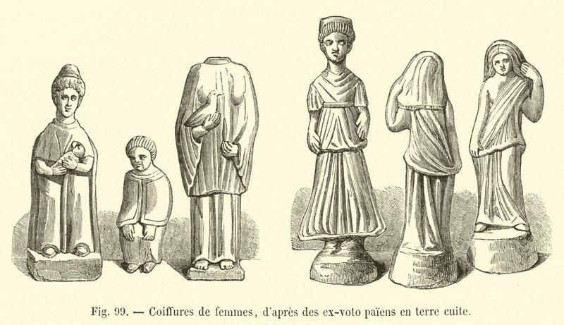 Damefrisurer, fra hedenske ex-votos i terracotta af French School