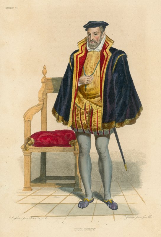 Coligny (farvet gravering) af French School