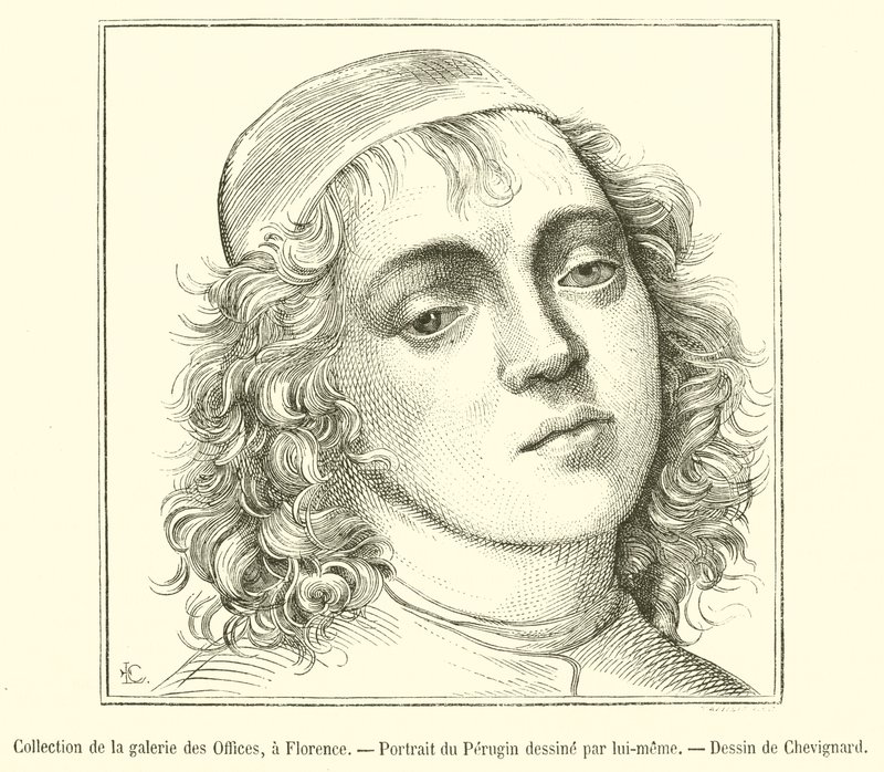 Samling af Uffizi-galleriet, Firenze, Portræt af Perugin (gravering) af French School