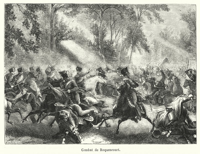Combat de Roquencourt (gravering) af French School