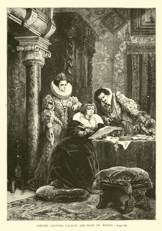 Concini, Leonora Galigai og Mary de Medici af French School