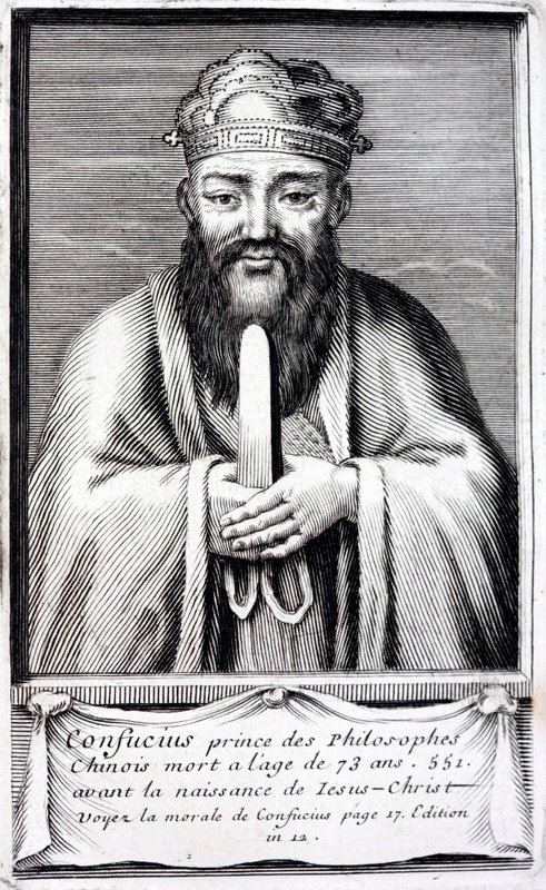 Confucius, gammel kinesisk filosof (gravering) af French School