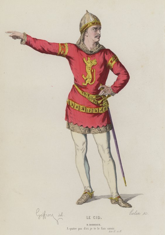 Corneille, Le Cid, Akt II, Sc II (farvet gravering) af French School