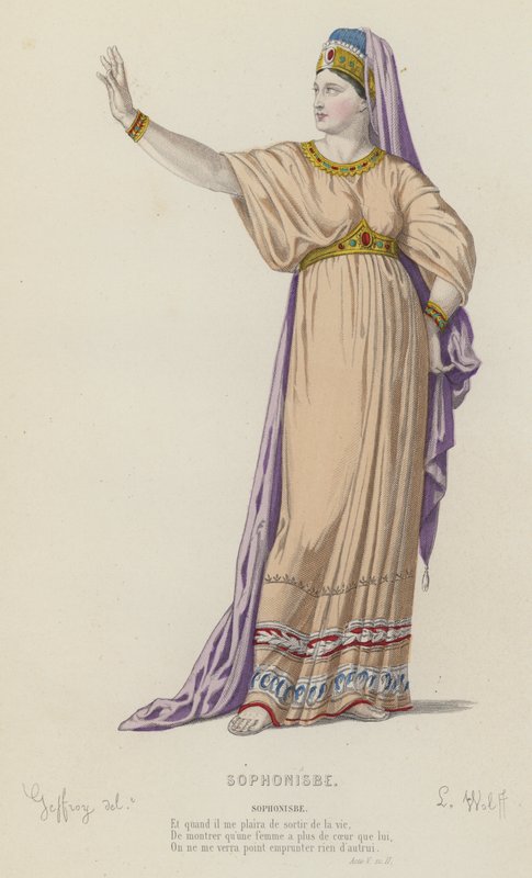 Corneille, Sophonisbe, Akt V, Sc II (farvet gravering) af French School