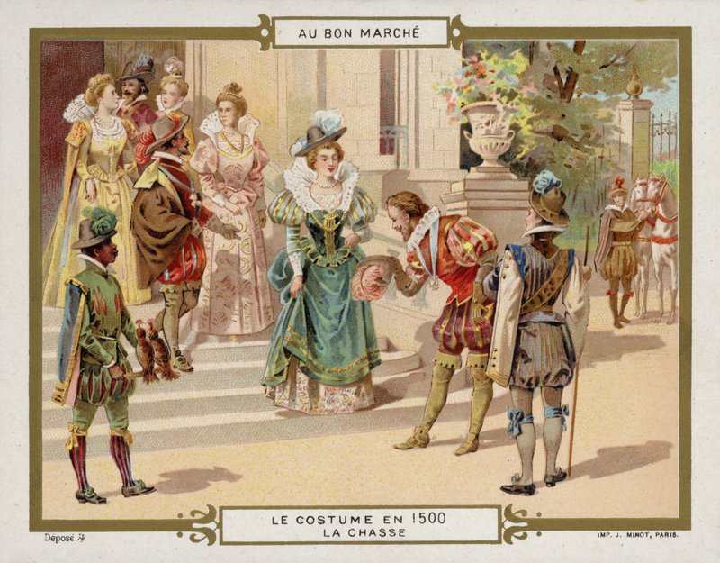 Kostume i 1500 - jagt (chromolitho) af French School