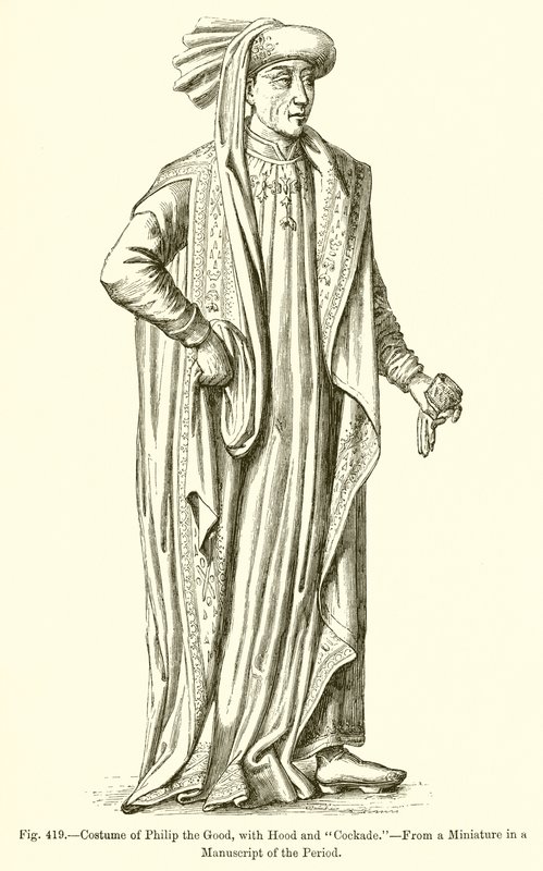 Kostume af Philip den Gode, med hætte og cockade. af French School