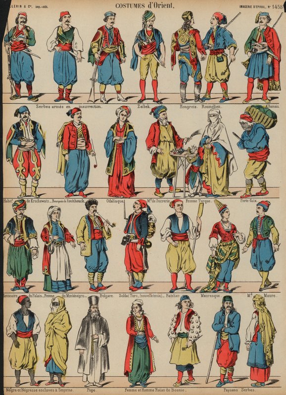Balkans kostumer (farvet gravering) af French School
