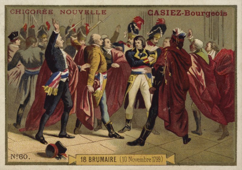 Det 18. statskup Brumaire, den franske revolution, 10. november 1799 af French School