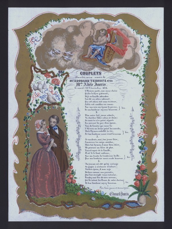 Couplets sunget ved brylluppet mellem Edouard Termote og Adele Jooris, Frankrig af French School