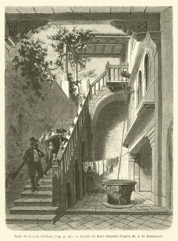 Gården til casa Goldoni (gravering) af French School