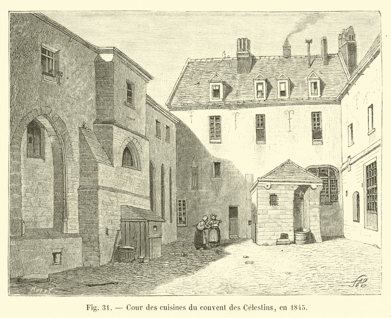 Køkkengård i Celestins kloster, i 1845 af French School