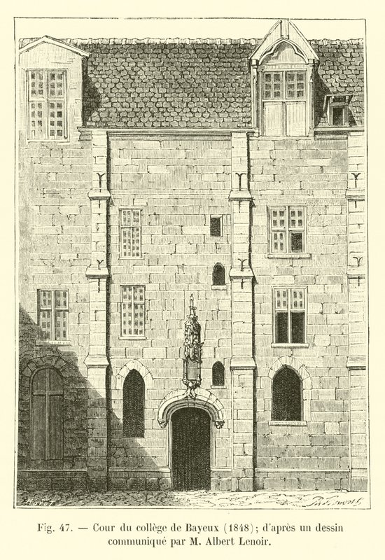 Bayeux højskolegård, 1848; fra en tegning formidlet af M Albert Lenoir af French School