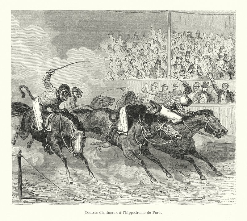 Dyrevæddeløb på hippodromen i Paris (gravering) af French School