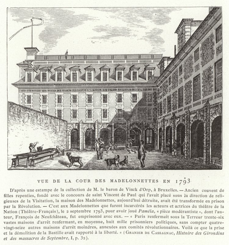 Gården til Madelonnettes kloster, Paris, 1793 af French School