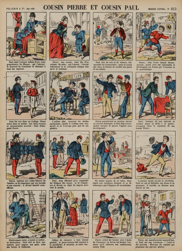 Fætter Peter og fætter Paul (farvet gravering) af French School