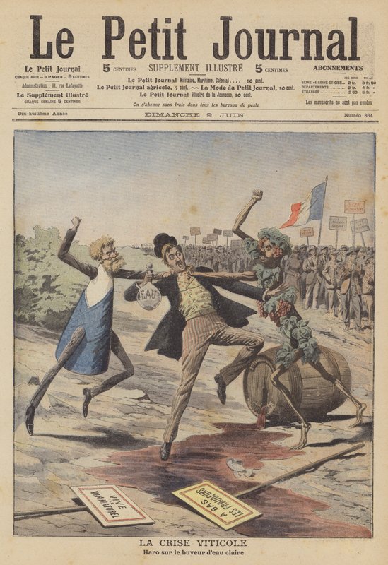 Krise i vinindustrien (farve litho) af French School
