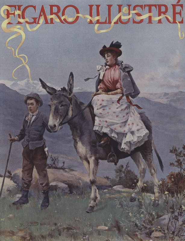 I bjergene. Forside af Le Figaro Illustre, september 1894 (farve litho) af French School
