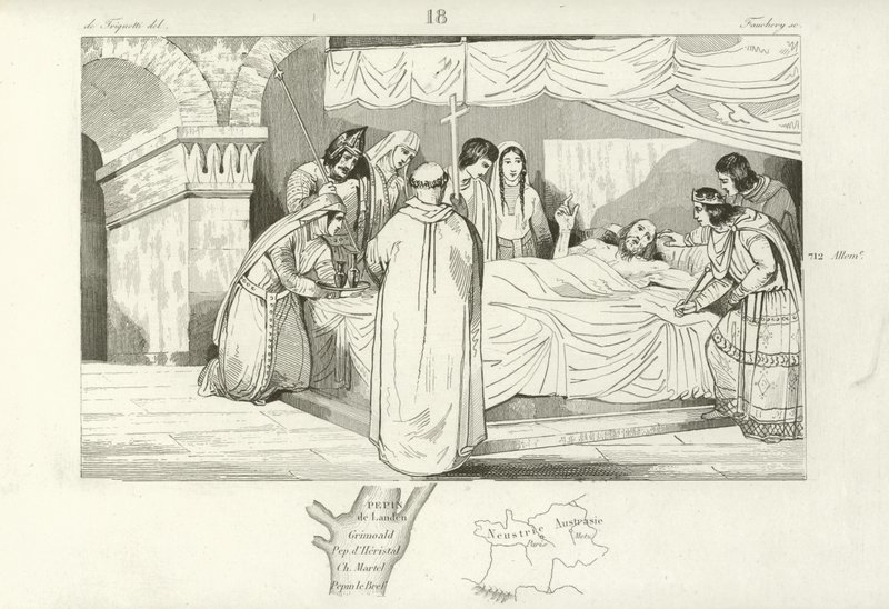Death of the Frankish statesman Pepin of Heristal, 714  af French School