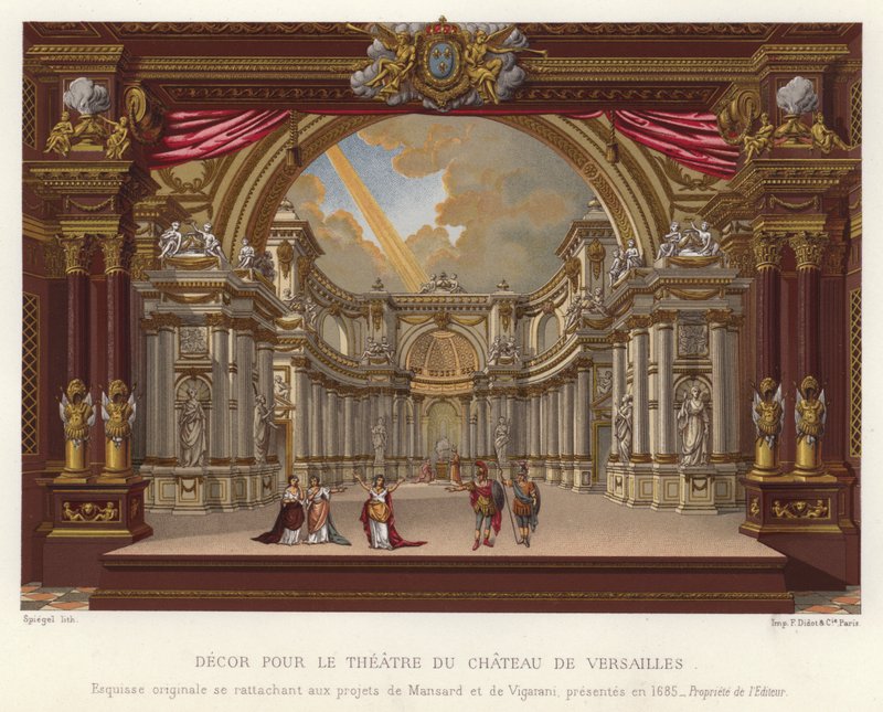 Udsmykning til Theatre du Chateau de Versailles (chromolitho) af French School