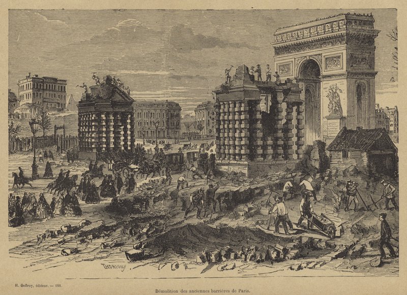 Nedrivning af Barriere de lEtoile, Paris, c1860 af French School
