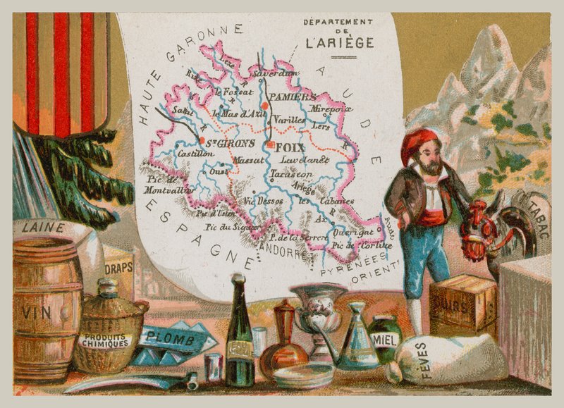 Department of Ariege i det sydvestlige Frankrig af French School
