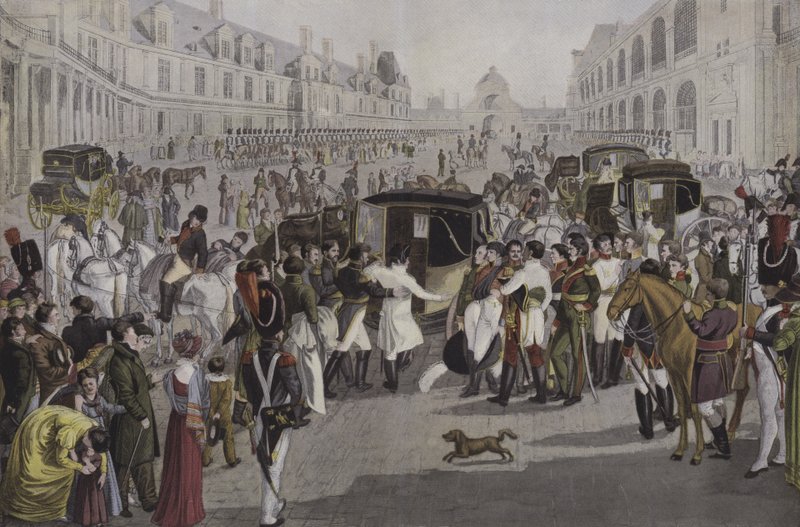 Napoleons afgang fra Fontainebleau, 20. april 1814 af French School