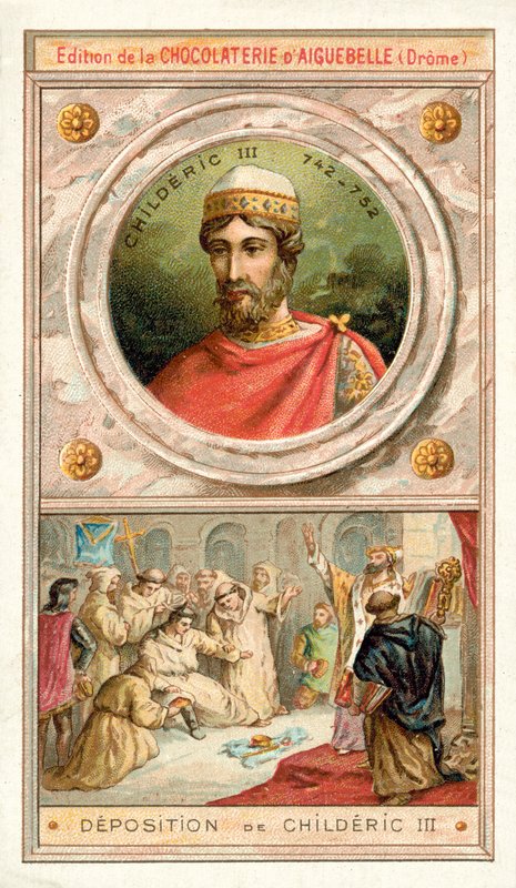 Deposition af Childeric III, 752 (chromolitho) af French School