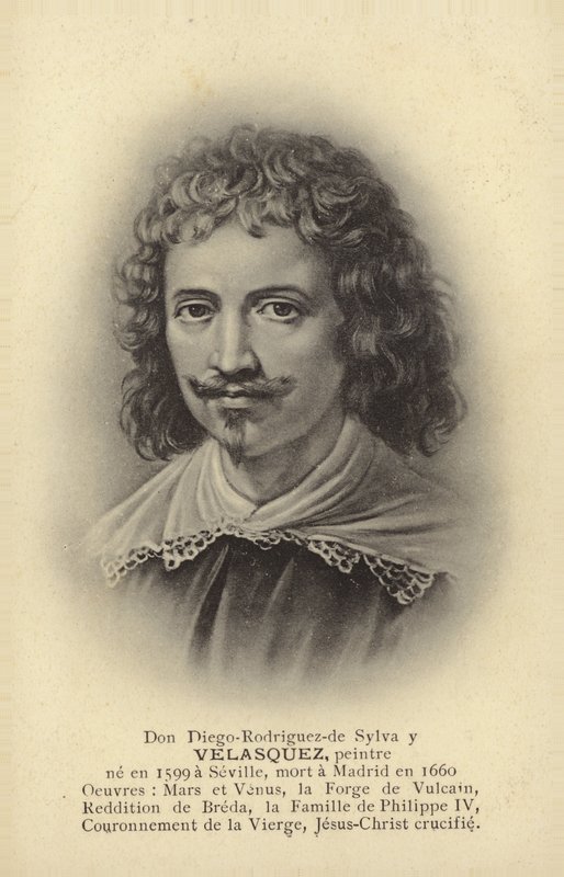 Diego Velasquez, spansk maler (litografi) af French School