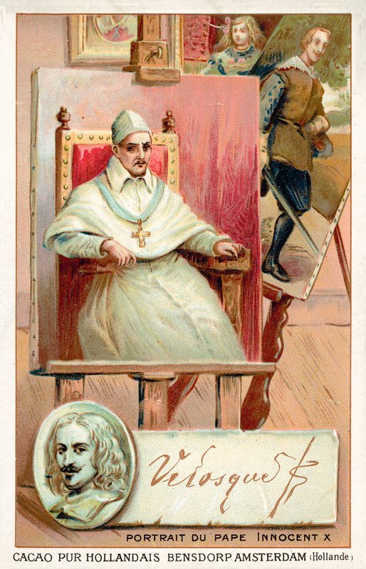 Diego Velasquez, spansk maler og portræt af pave Innocentius X (chromolitho) af French School