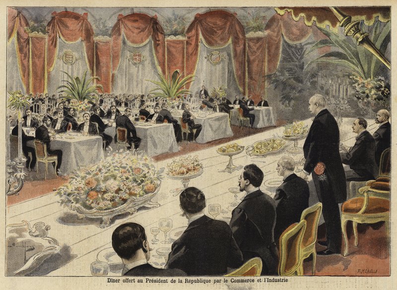 Middag for ledere af fransk handel og industri på Paris Bourse, 1897 af French School
