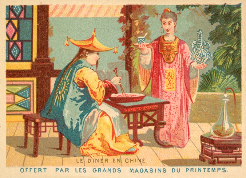 Middag i Kina (chromolitho) af French School