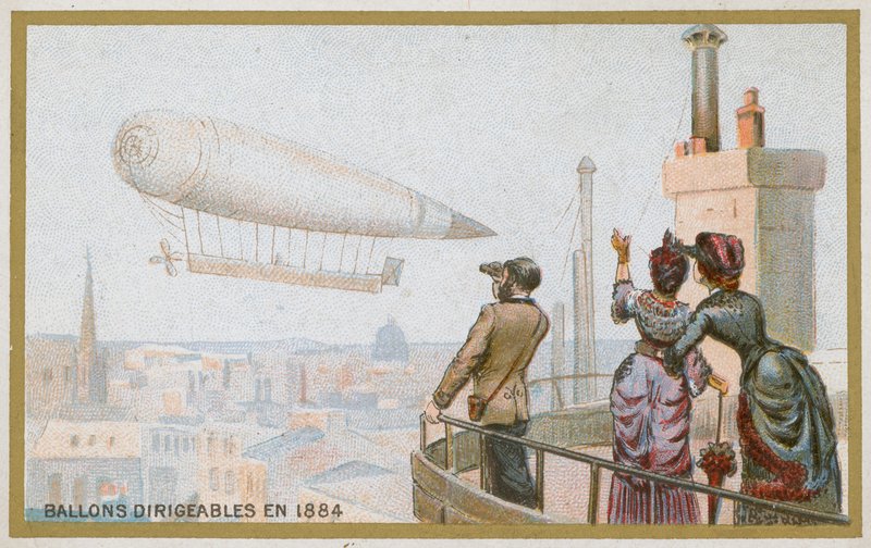 Dirigible luftskib i 1884 af French School