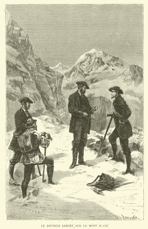 Doktor Lortet på Mont Blanc (gravering) af French School