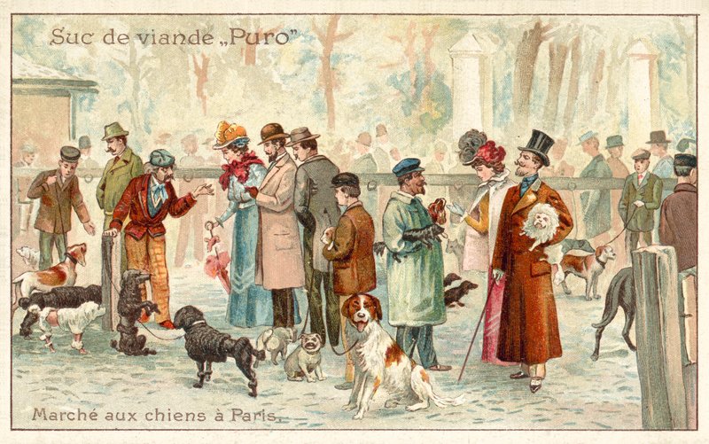 Hundemarked, Paris (chromolitho) af French School