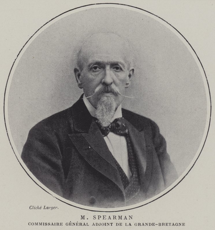 Edmund Spearman, assisterende generalkommissær for British Commission for the Exposition Universelle 1900, Paris (farve litho) af French School